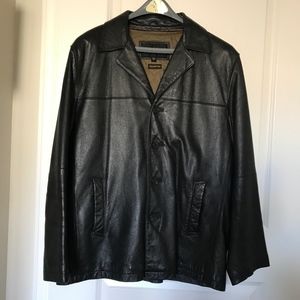Men's Black Leather Jacket Size Large